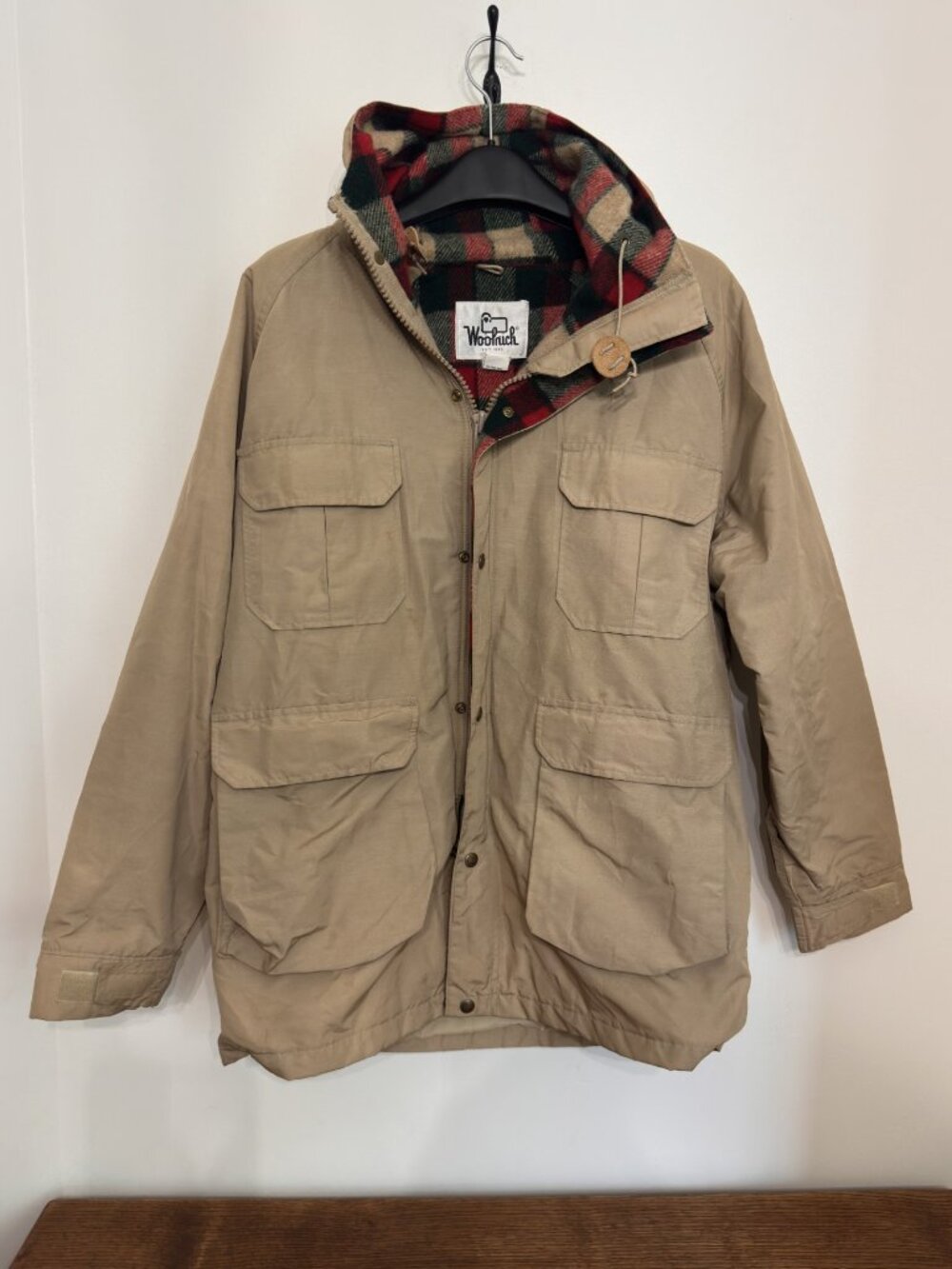 VINTAGE WOOLRICH 80'S MENS HOODED BARN JACKET SIZE LARGE WOOL LINED